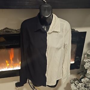 Fashion Nova Two-Tone Black and White Shirt Jacket